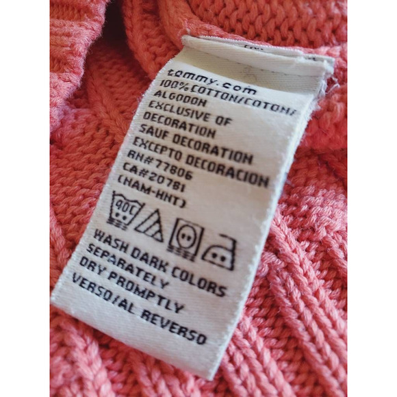 Tommy Hilfiger Coral Long Sleeve V Neck Pullover Sweater Cable Knit SP - Picture 4 of 7